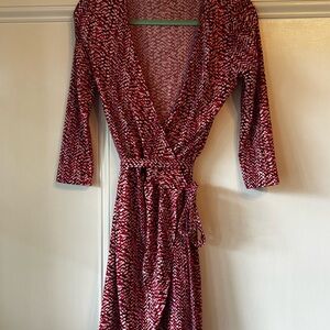 JustFab Red and White Patterned Dress